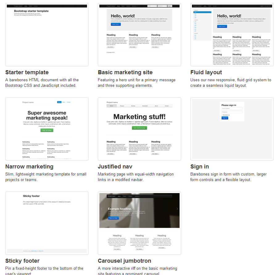 Plantillas básicas BootStrap